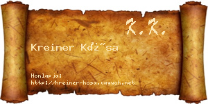 Kreiner Kósa névjegykártya